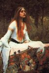 John William Waterhouse's 1888 painting of the Lady of Shalott - detail. 